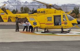 انتقال هوایی یک مصدوم تصادفی به بیمارستان کوثر سنندج