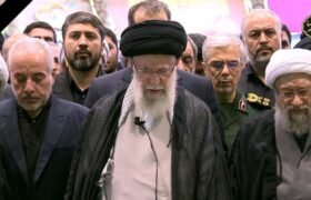 رهبر انقلاب بر پیکر رئیس‌جمهور شهید و همراهان ایشان نماز اقامه کردند