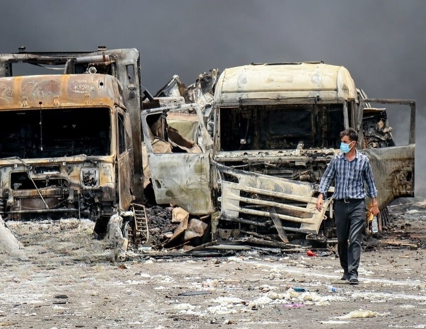 اعلام پایان عملیات ملی اطفای حریق اسکله شهید رجایی