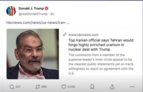 بازنشر مصاحبه شمخانی در شبکه اجتماعی ترامپ