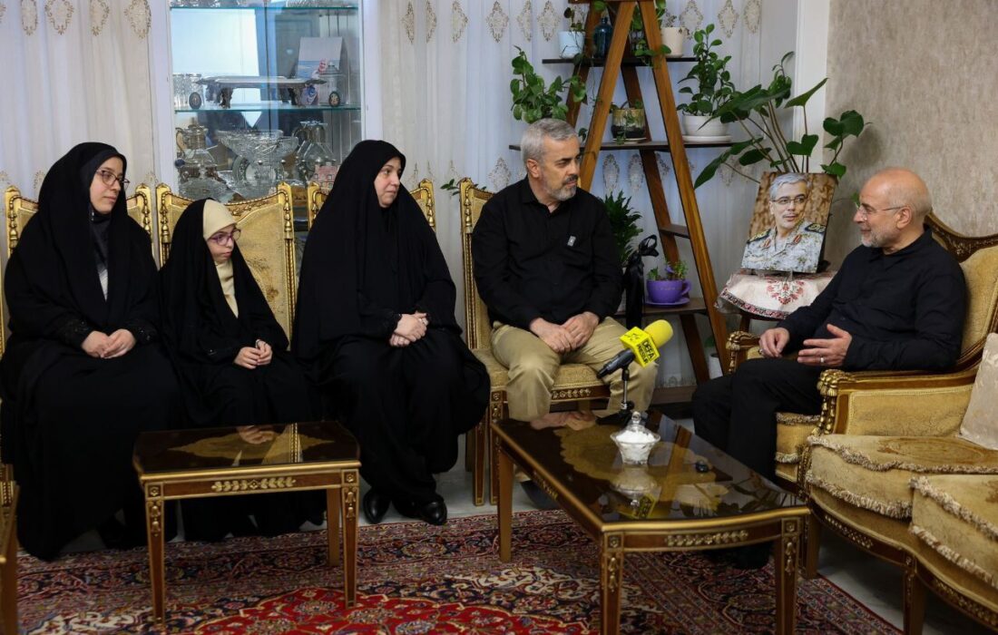دیدار قالیباف با دو دختر و برادر سپهبد شهید باقری