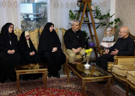 دیدار قالیباف با دو دختر و برادر سپهبد شهید باقری