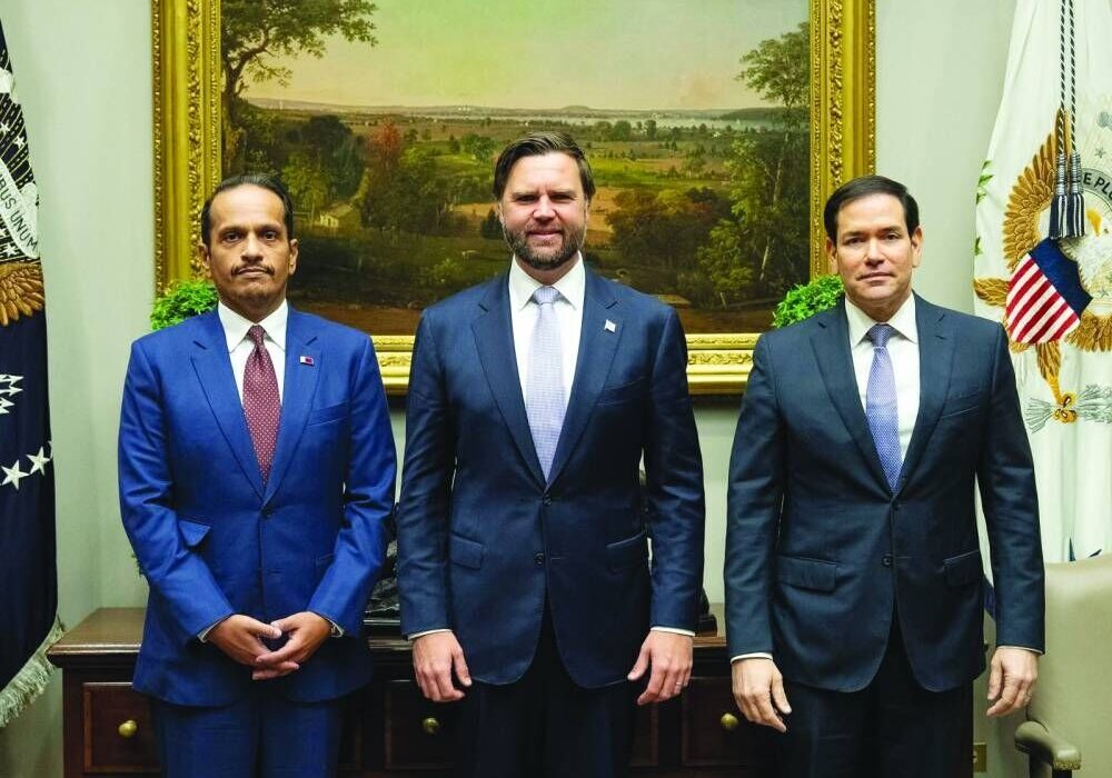 نخست وزیر قطر با معاون رئیس جمهور و وزیرخارجه آمریکا دیدار کرد