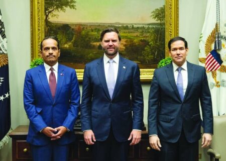 نخست وزیر قطر با معاون رئیس جمهور و وزیرخارجه آمریکا دیدار کرد