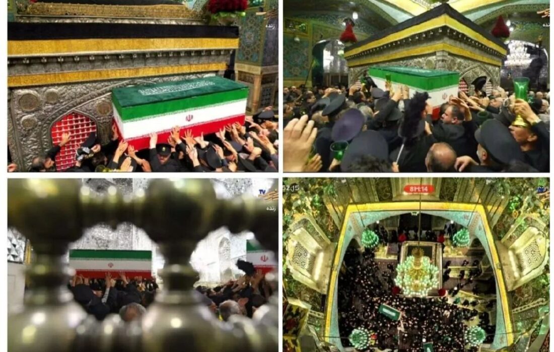 پیکر مطهر رهبر شهید انقلاب در رواق دارالذکر حرم مطهر رضوی آرام گرفت