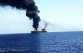 شناسایی یک فروند نفتکش متخلف آتش گرفته در شرق تنگه هرمز