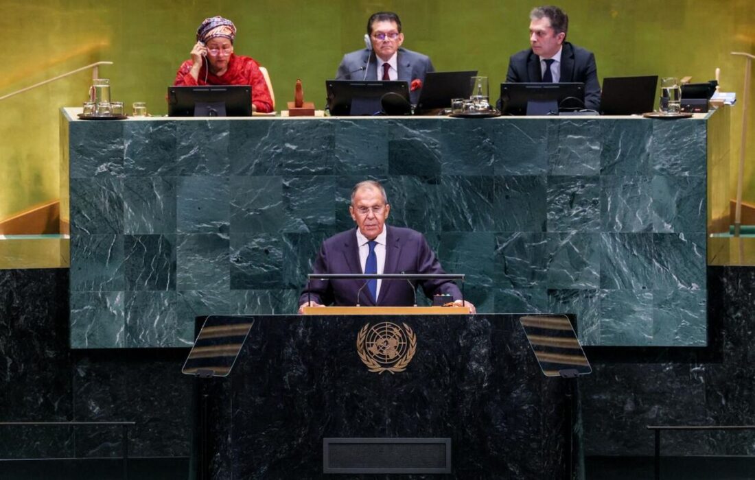 تأکید لاوروف بر غیرقانونی بودن تجاوز به ایران در مجمع عمومی سازمان ملل